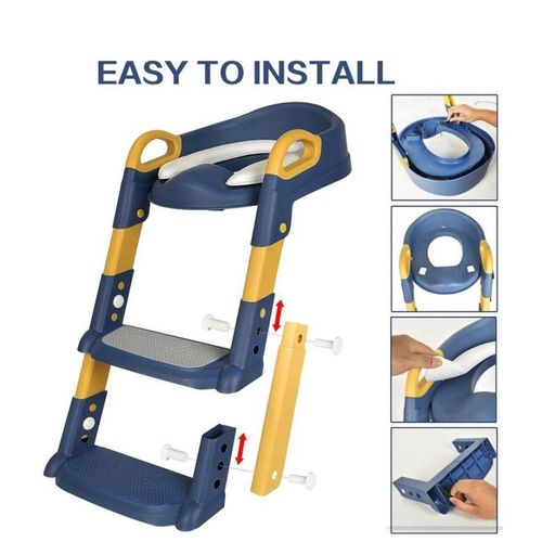 Foldable Adjustable Children's Toilet Ladder-Blue