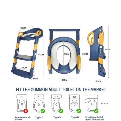 Foldable Adjustable Children's Toilet Ladder-Blue