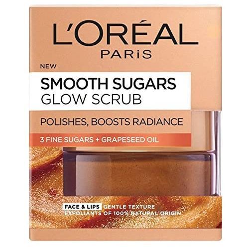 L'Oreal L'Oréal Paris Smooth Sugar Glow Grapeseed Face and Lip Scrub, 50ml