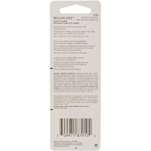 Revlon Lip Balm, Tropical Coconut, With SPF20, 0.09oz/2.6g