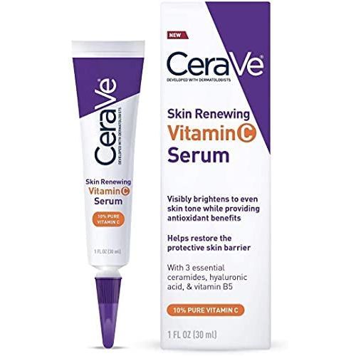 Cerave Vitamin C Serum For Face With Hyaluronic Acid, Skin Brightening Serum, 1oz