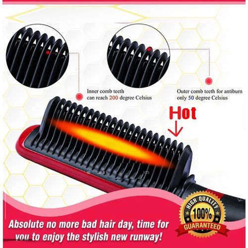 Stylish Electric Fast Hair Straightener And Brush, - White