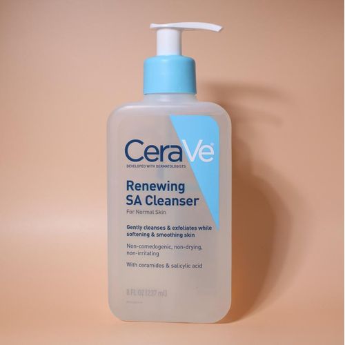 Cerave SA Cleanser, Salicylic Acid Cleanser with Hyaluronic Acid, Niacinamide & Ceramides, BHA Exfoliant for Face, Fragrance Free Non-Comedogenic