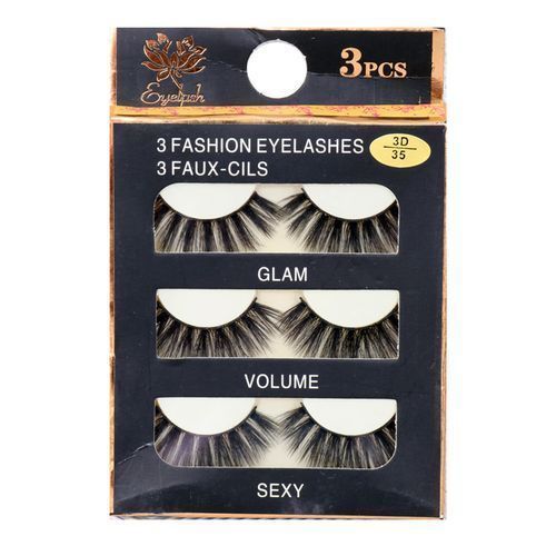 Eye Lashes (3 Pairs) - Black