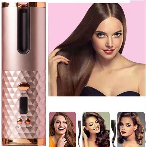 Cordless Auto Hair Curler, Wireless Curling Iron, Automatic Hair Curling Wand USB Rechargeable, Curling Tongs with LCD Display and 3 Temperature Setting, Hair Styling Tool for Curls or Big Waves