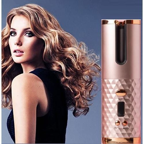 Cordless Auto Hair Curler, Wireless Curling Iron, Automatic Hair Curling Wand USB Rechargeable, Curling Tongs with LCD Display and 3 Temperature Setting, Hair Styling Tool for Curls or Big Waves