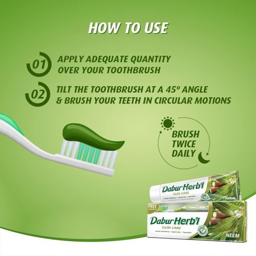 Dabur Herb'l Neem Toothpaste, 150 gm + Brush