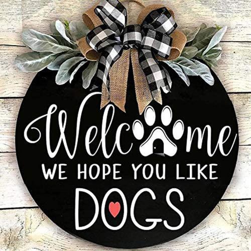 Welcome Sign For Front Door Round Wood Hanging Door Plaque