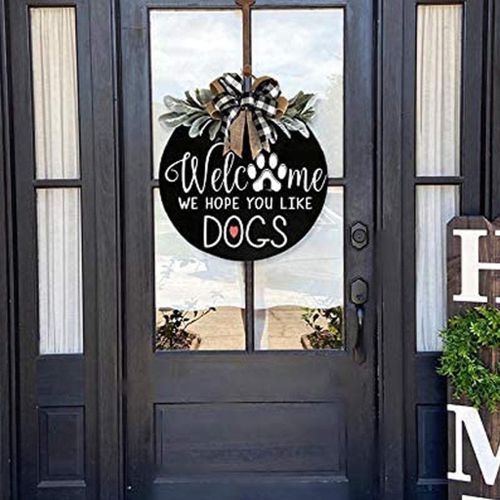 Welcome Sign For Front Door Round Wood Hanging Door Plaque