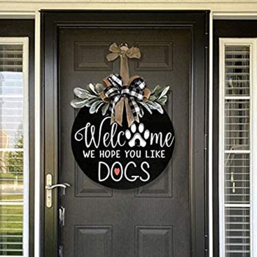 Welcome Sign For Front Door Round Wood Hanging Door Plaque