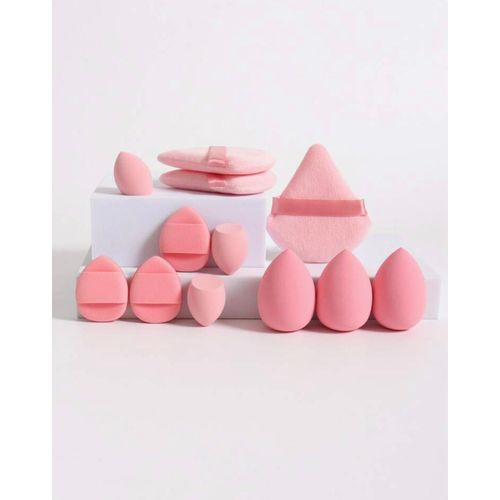 12pcs All-Purpose Makeup Sponges Set Consisting Of 3 Triangular Powder Puffs, 3 Mini Air Cushion Powder Puffs, 3 Water Drop Shaped Beauty Blenders, And 3 Mini Beauty Blenders. Suitable For Liquid Foundation, Powder Foundation, And Concealer Cream.