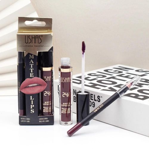 Usha Ushas Matte Lips - Lipstick & Liner- Marron