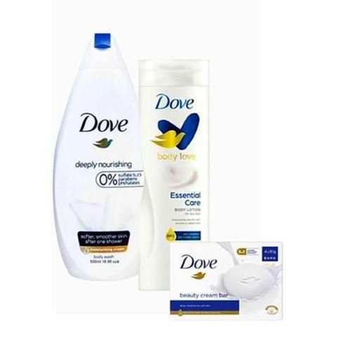 Dove Body Wash Idratante/Deeply 500ml (Lotion Essential Care 400ml and Beauty Bar Soap 90g)