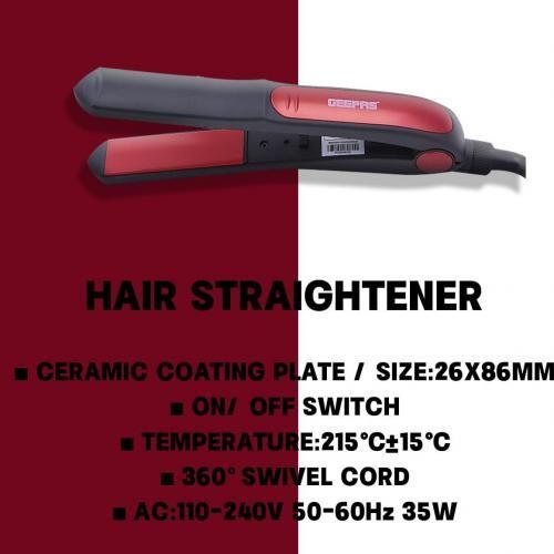 Geepas 2 In 1 Hair Dryer&StraightenerCombo/Ceramic, Red,