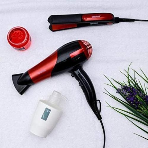 Geepas 2 In 1 Hair Dryer&StraightenerCombo/Ceramic, Red,