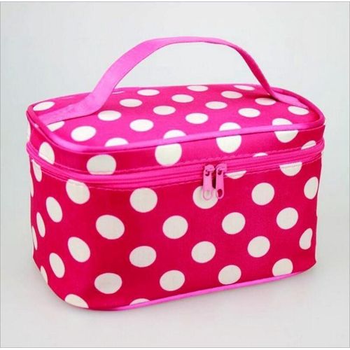 Pink and White Portable Women Cosmetics Makeup Bag Large Capacity Toilet Travel Bag Organizer Boxes Zipper Bag Beauty Makeup Pouch Waterproof Toilet bag Large
