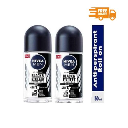 NIVEA Deo Roll-On Invisible Black&White Power Male 50ml 2PACK