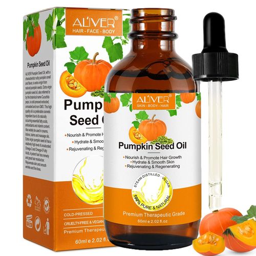 Aliver Organic Pumpkin Seed Oil for Hair Growth, Perfect for Hydrating & Repairing Dry, Damaged Hair, 60 ml