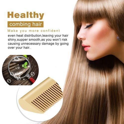 Gold Ceramic Professional Straightening Hair Press Comb - Black/Gold