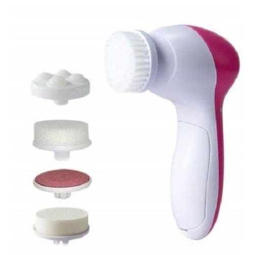 5 in 1 Deep Cleansing Facial Skin Electric Facial Cleanser Treatment Brush Massager Scrubber for Pimples Blackheads and Dead Skin PINK
