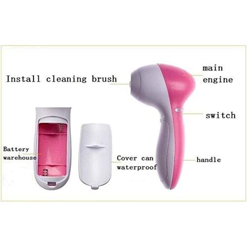 5 in 1 Deep Cleansing Facial Skin Electric Facial Cleanser Treatment Brush Massager Scrubber for Pimples Blackheads and Dead Skin PINK