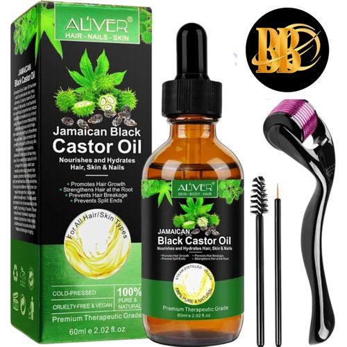 Jamaican Castor Oil For Hair Growth With Derma Roller  - 60mls