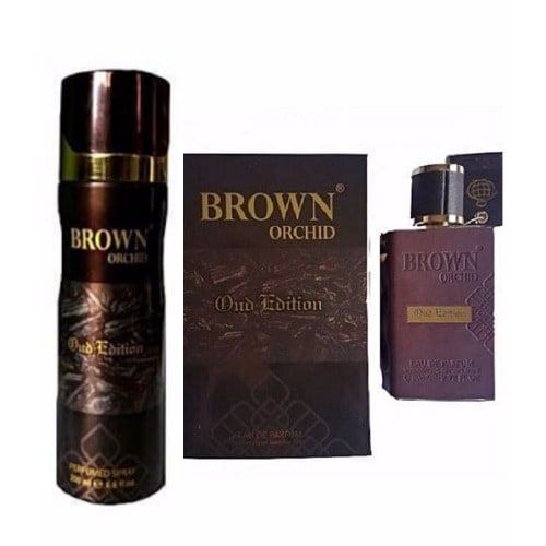 Brown Orchid A Bundle Of Brown Orchid Oud Edition Perfume  For Men 80ml & Its Spray 200ml