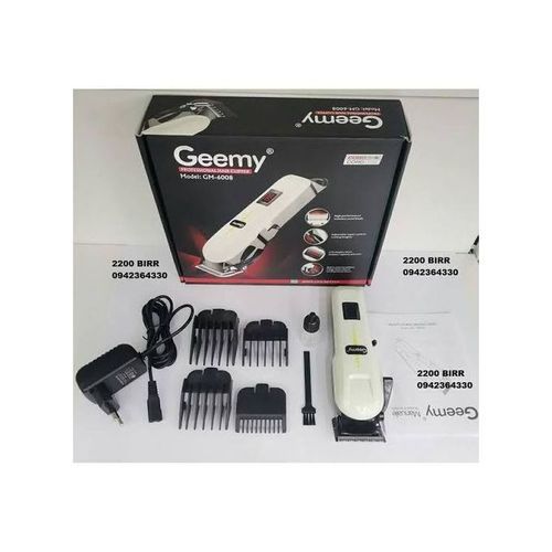Geemy Rechargeable Cordless Shaving Machine With Battery Indicator-GM-6018 - White, Black