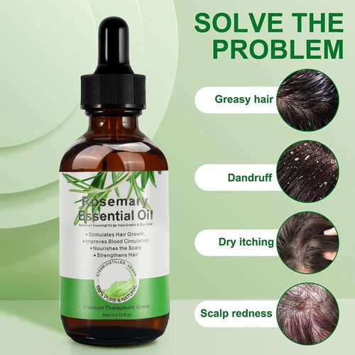 Aliver Pure Rosemary Essential Oil for Hair Loss Growth and Reduction, Treating Skin and Improving Sleep - 60mls