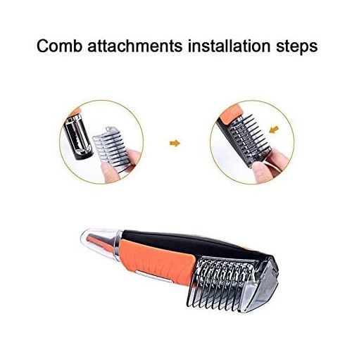 2 in1 Electric Hair Clipper, Beard, Eyebrow, Body, Facial Hair Trimmer -Orange.
