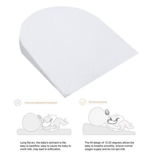 Infant Wedge Pillow Baby Comfort Incline Pillow for Reflux Relief White