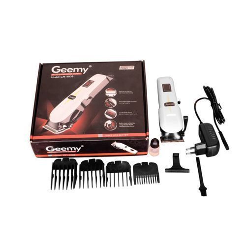 Geemy Rechargeable Cordless Shaving Machine With Battery Indicator-GM-6018 - White