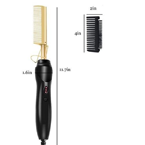 Electric Ceramic Hot Comb, Straightening Comb, -Gold