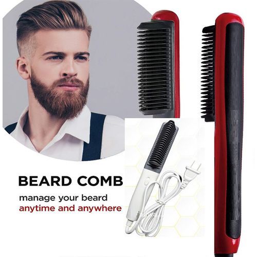 Professional Electric Hair Straightener And Brush, - Red
