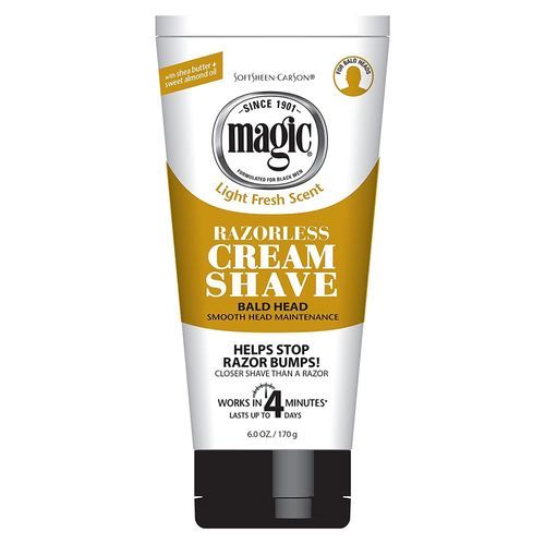 SoftSheen Carson Magic Shave Razorless Cream Shave, Bald Head Smooth Head Maintenance, Light Fresh Scent 6oz