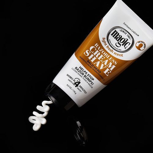 SoftSheen Carson Magic Shave Razorless Cream Shave, Bald Head Smooth Head Maintenance, Light Fresh Scent 6oz