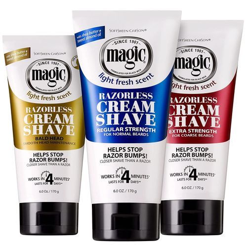 SoftSheen Carson Magic Shave Razorless Cream Shave, Bald Head Smooth Head Maintenance, Light Fresh Scent 6oz