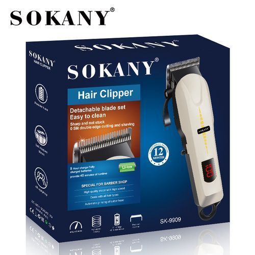 Sokany Hair Clipper Cordless Beard Trimer Multi Grooming Kit Rechargeable & Rinseable - White