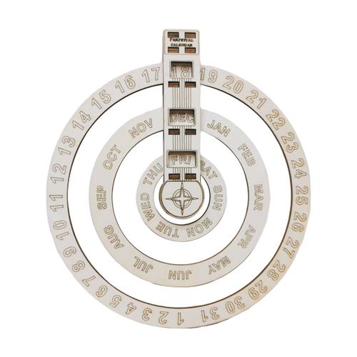 14 Inch Wooden Hanging Perpetual Calendar, Wall Mounted