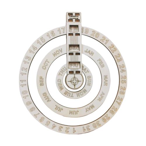 14 Inch Wooden Hanging Perpetual Calendar, Wall Mounted