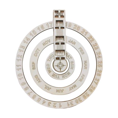 14 Inch Wooden Hanging Perpetual Calendar, Wall Mounted