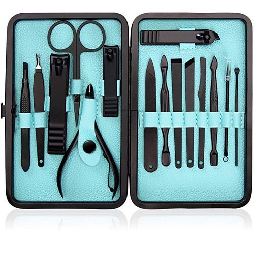 Stainless Steel Nail Care kit Manicure Grooming Set With Travel Case - 12 Pieces