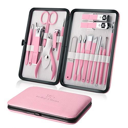 Stainless Steel Nail Care kit Manicure Grooming Set With Travel Case - 12 Pieces