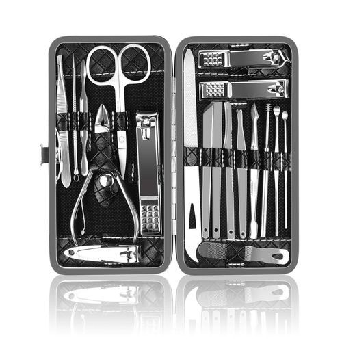 Stainless Steel Nail Care kit Manicure Grooming Set With Travel Case - 12 Pieces