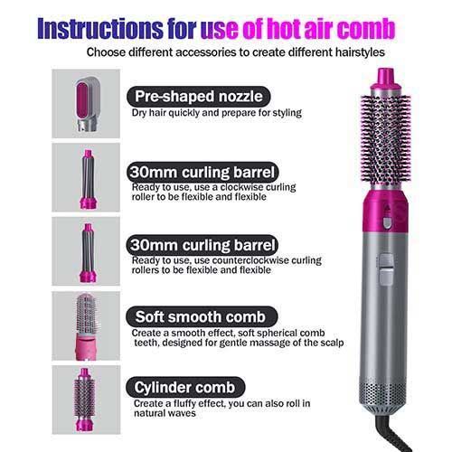 Portable Multi-Purpose Hair Care Set - 5-Piece Set