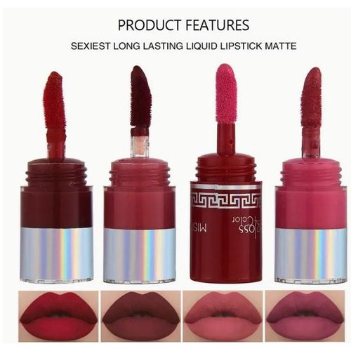 Ocean 4-in-1 Mini Lip Glaze Set, Quartet Of Long-Lasting Matte Liquid Lipstick 01