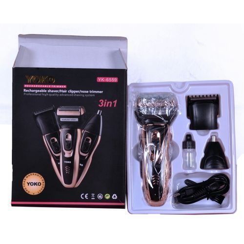 3 in 1 Rechargeable Hair Clipper+ Smoother + Nose Hair Trimmer Grooming Kit - Black