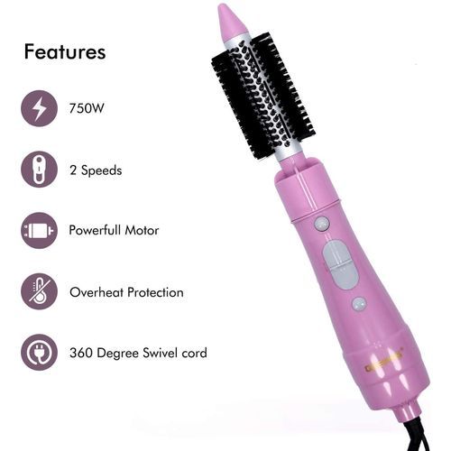 Geepas 8 In 1 Portable Electric Hair Styler And Blow Dryer-Pink/Blue