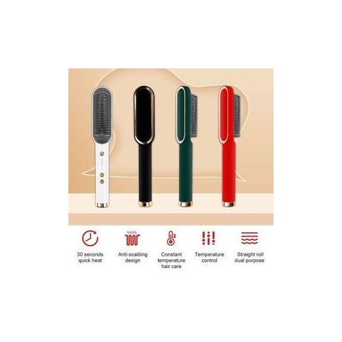 2 In1 Electric Ionic Hair Straightener, Comb,Cutler PTC Fast Heating And Adjustable Temperature Brush - Multicolor