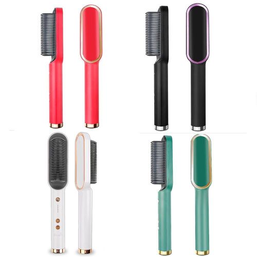 2 In1 Electric Ionic Hair Straightener, Comb,Cutler PTC Fast Heating And Adjustable Temperature Brush - Multicolor